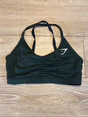 Gymshark Ruched Strappy Sports Bra - Forest Green